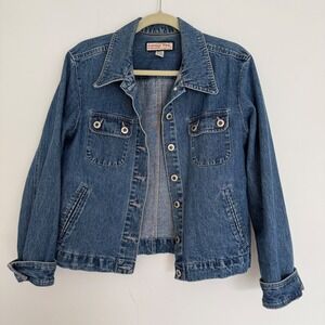 Jamaica Bay Women's Denim Blue Jean Jacket Medium Classic Short Metal Buttons